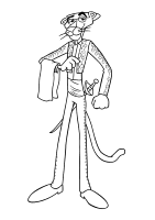 A coloring page of pink panther